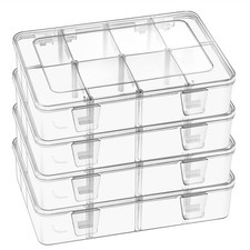 4 Pack 8 Grids Bead Organizer and Storage, Plastic Organizer Box with Removab...
