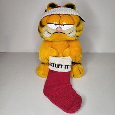 Vintage Garfield Plush With Stocking 10" Stuff It Christmas Dakin 1978 1981