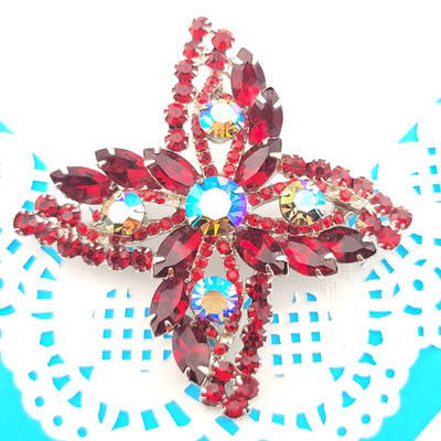 Repair Vintage Deliza & Elster Juliana Ruby AB Red Cross Statement 3'' Brooch