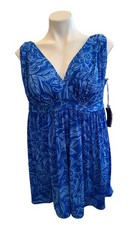 Sonnet Shores Swim Dress 18W Plus Size Swimsuit Tulips Blue One Piece Skirt