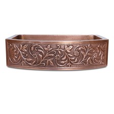 D-Shape Vine Front Apron Hammered Antique Copper Kitchen Sink – 33" x 22.25" x 9