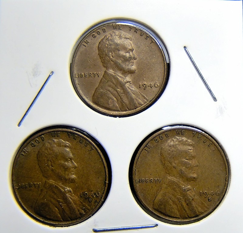 1946-P 1946-D 1946-S  Lincoln Wheat Copper Penny Cent - 3 Coin Set [USP-390]