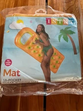 Intex  18 Pocket Orange Window Pool Float Mat Air Mattress NEW