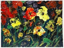 Daniel Nichols - Contemporary Oil, Flowers in a Field