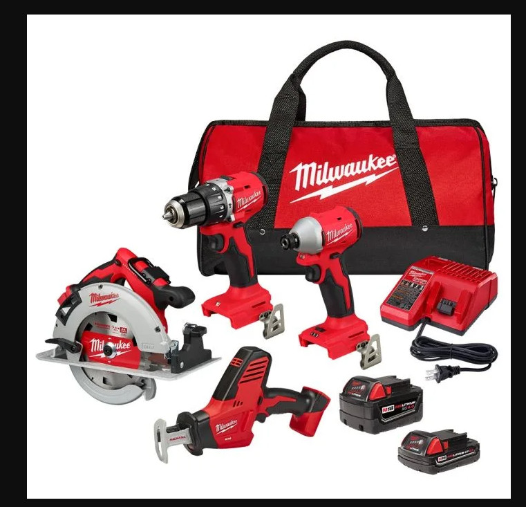Milwaukee M18 4-Tool Combo Kit|3693-24CX-Free import fee- NE