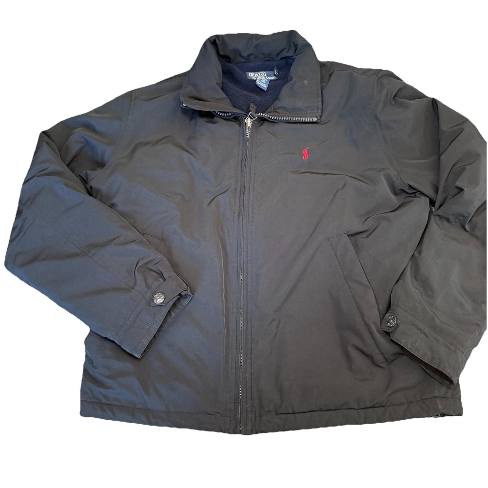 Vintage 90s Polo Ralph Lauren Black Fleece Lined Jacket Size Mens Medium READ***
