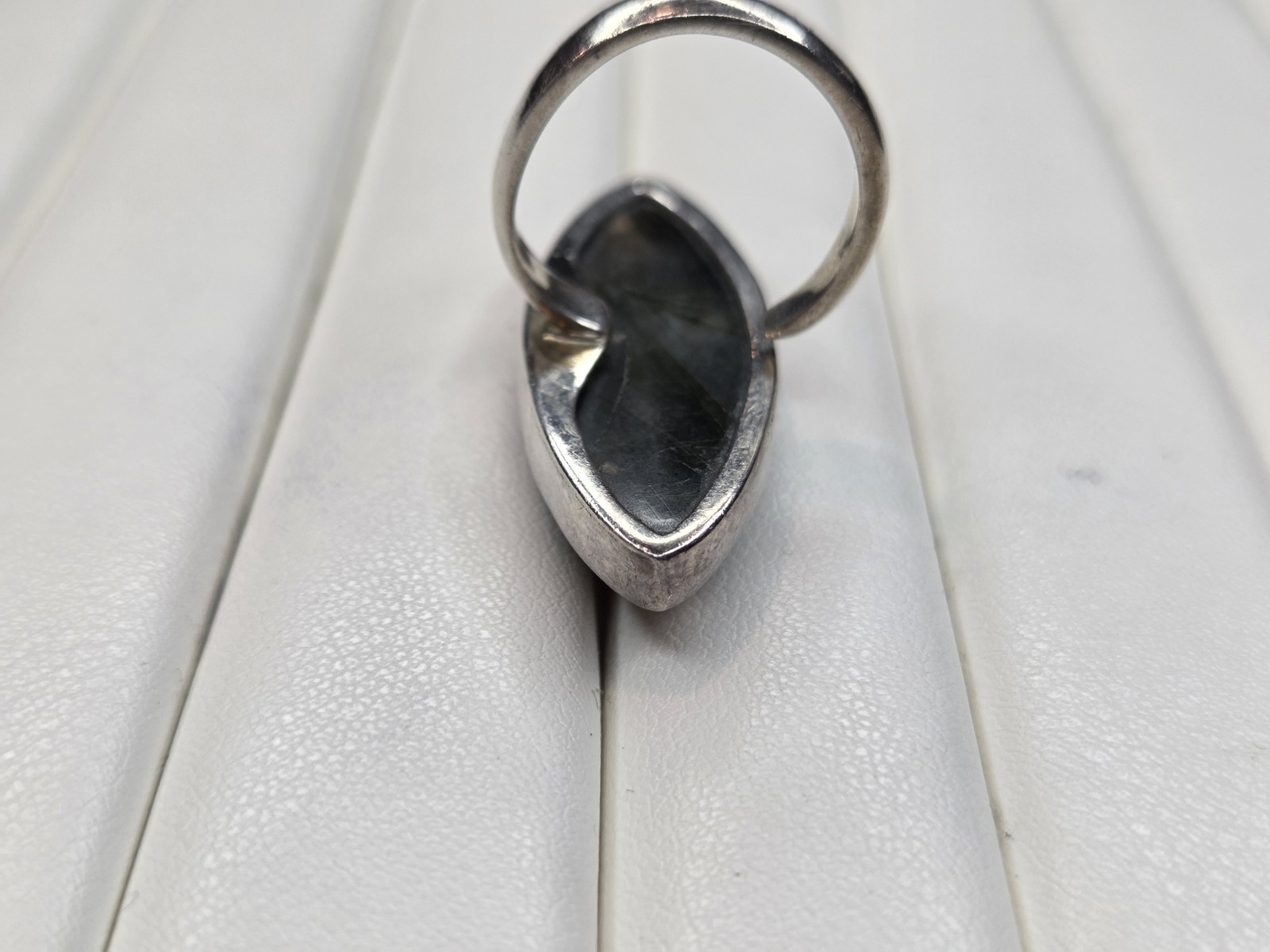 Silver Marquise Labradorite Statement Ring Bezel … - image 2
