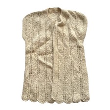 Vintage 70er Handgestrickte Wollstrickjacke M-L Offen Boho Retro Stil Cardigan