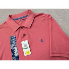 IZOD Advantage Polo Shirt Mens Large Pink Short Sleeve Button Up Casual