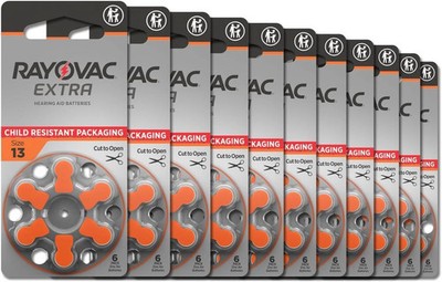 60 Rayovac Extra Advanced Size 13 Hearing Aid Batteries 1.45V Zinc Air Exp 2029