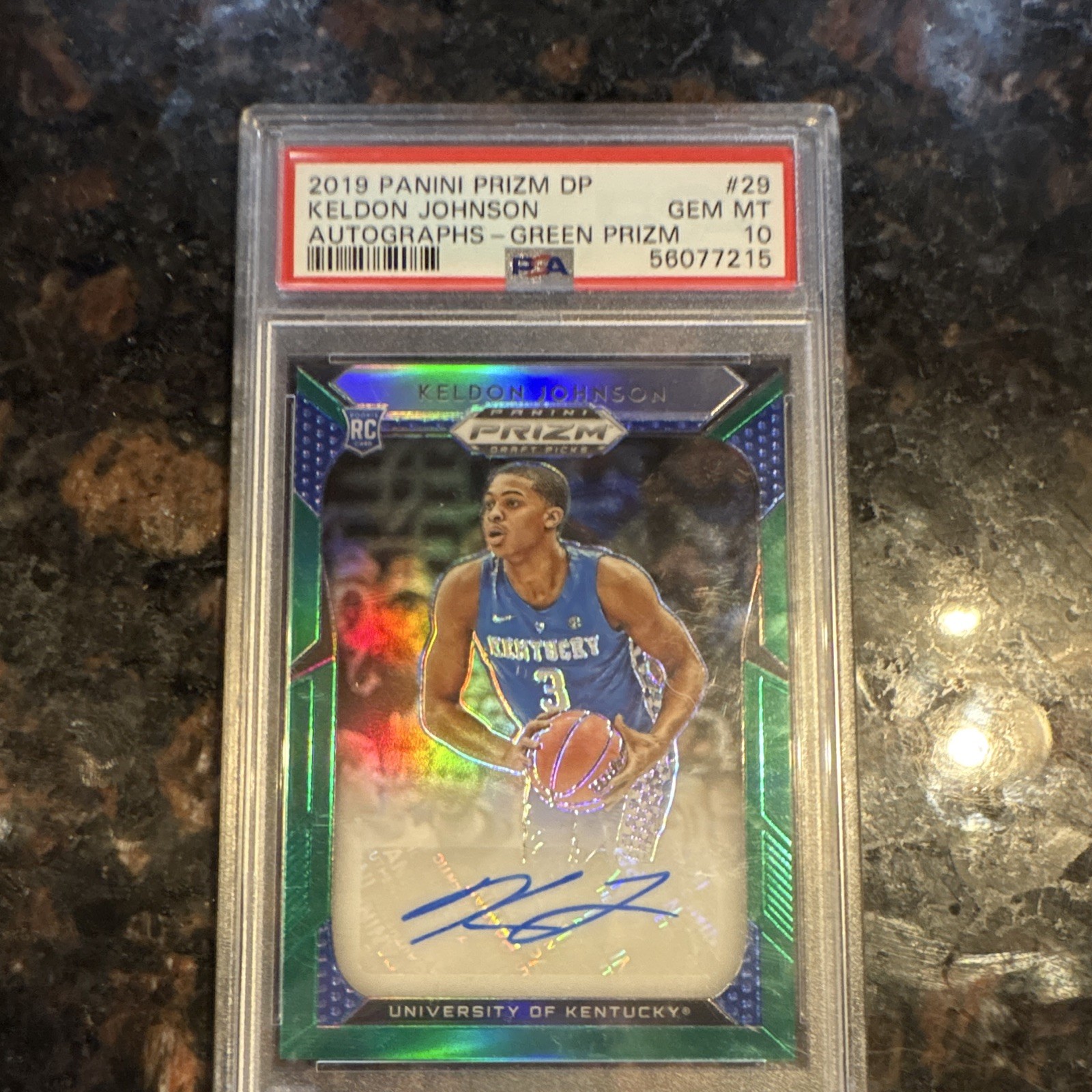 Panini 2019 Prizm Draft Picks Keldon Johnson RC Auto Green Prizm #29 PSA 10