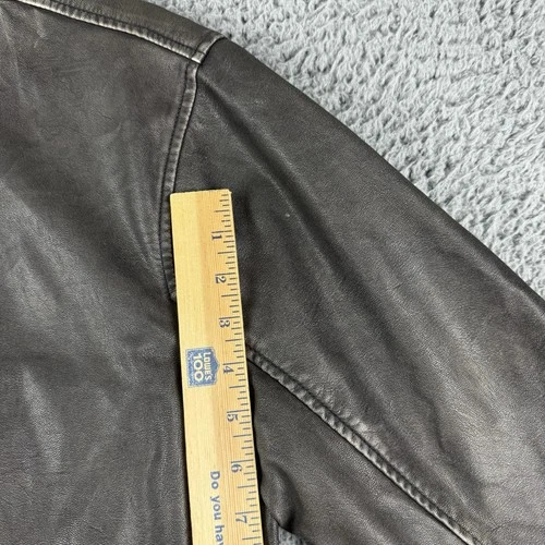 Abercrombie & Fitch Jacket Mens Small Relaxed Vegan Leather Bomber Grey Full Zip image 9