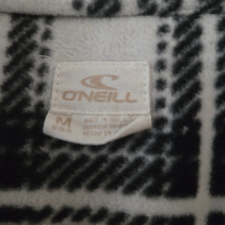 Chaqueta con botones de lana a cuadros O'Neill para niñas talla M negra blanca franela Foto 3 de 4