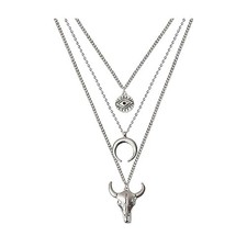 Boho Layered Necklace for Women Western Necklace for Women Evil Eye Moon Bull
