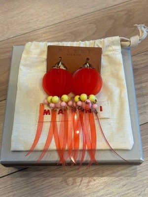 [Ausgezeichnet] MARNI rote Perlen Quaste baumelnde Laterne Ohrringe mit Box: ...