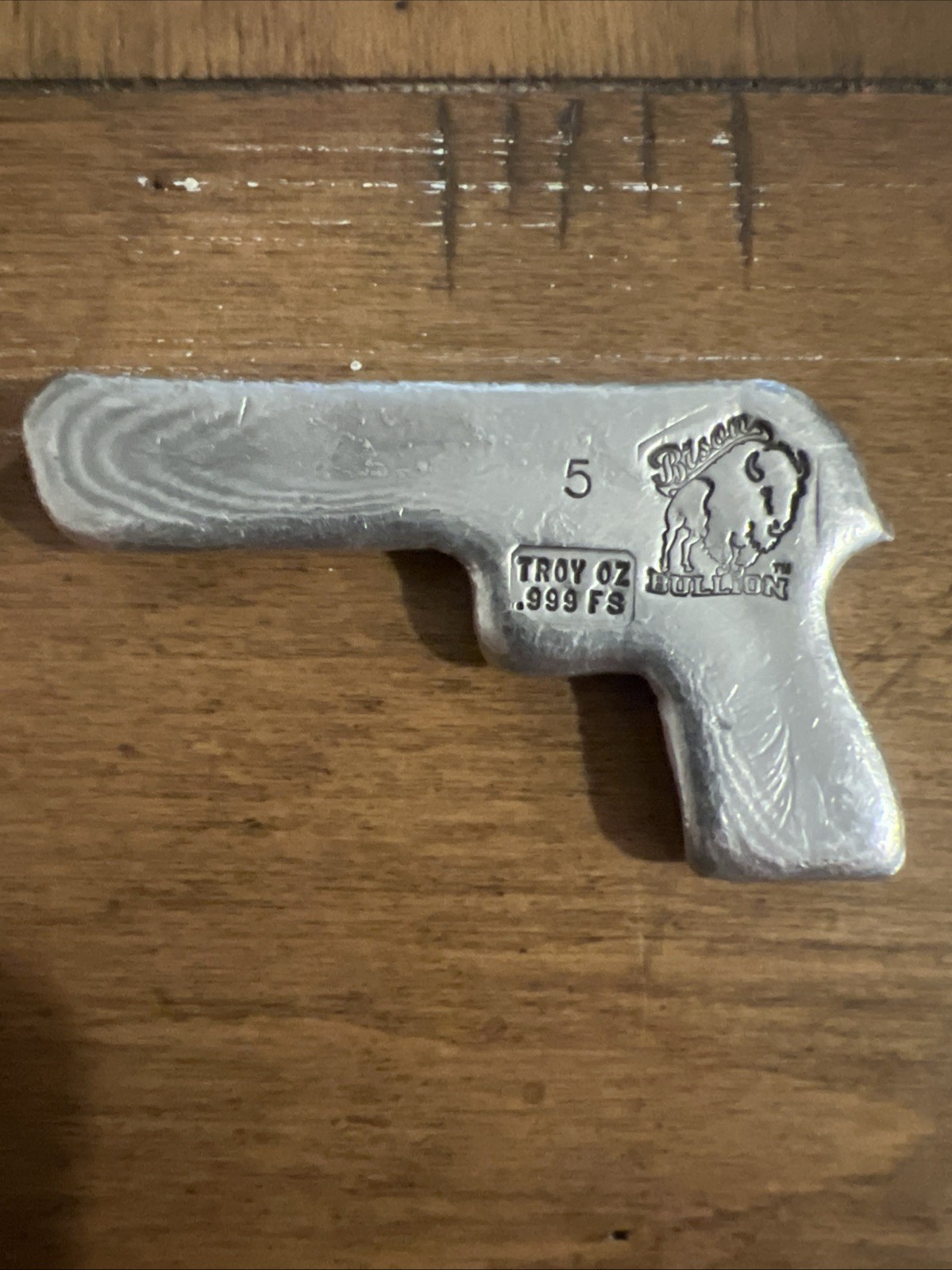 5 oz Hand Poured Bison Bullion Desert Eagle Silver Gun