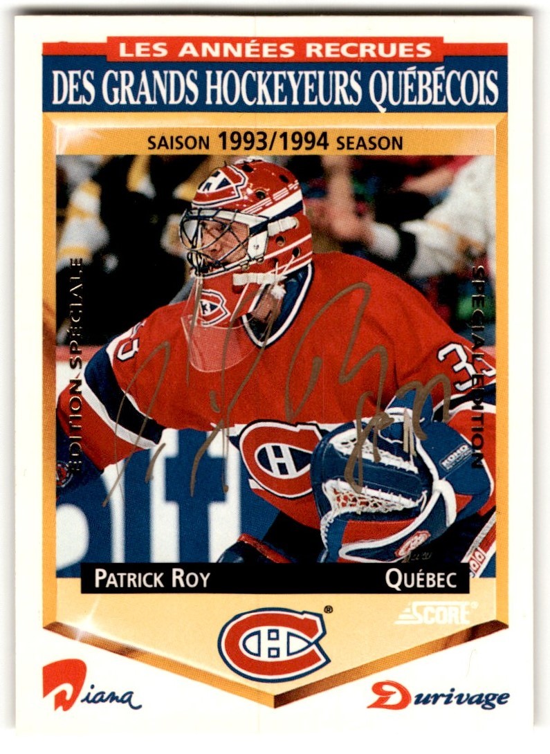 1993-94 Score Durivage Patrick Roy Auto 816/1000 #17
