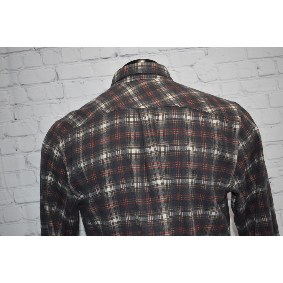 Camisa de vestir de carbono 2 cobalto para hombre talla mediana gris rojo a cuadros algodón botones de metal Foto 4 de 4