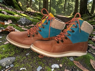 TOMS Leather Hiking Boots Mens 10 Brown Outdoor Trail Lace Up Casual Work EU 42