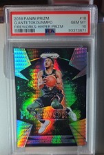 2018-19 Panini Prizm - Fireworks Giannis Antetokounmpo #18 Hyper Prizm PSA 10