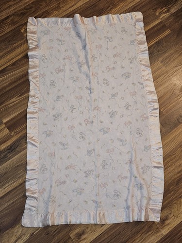 Vintage Quilted Baby Blanket Aop Satin Edge Soft Pink - Picture 2 of 6