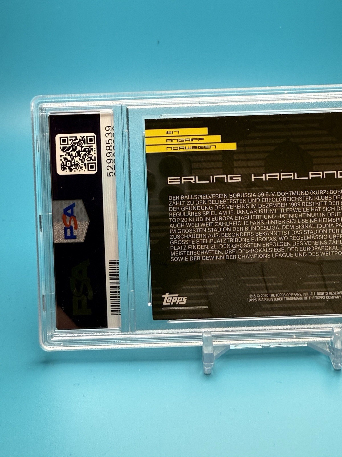 Erling Haaland Topps 2020 Topps X BVB Borussia Dortmund #25 PSA 9 Norway RC view 7