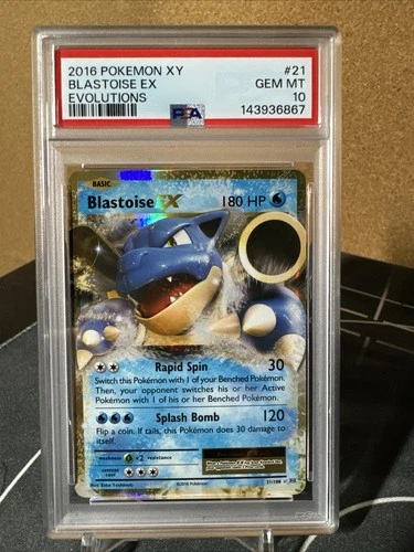 Pokémon TCG Blastoise EX Holo Ultra Rare #21 Evolutions PSA 10 Gem Mint