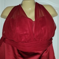 David's Bridal Bridesmaid Dress Size 18 Apple Red Spaghetti Strap Full Skirt