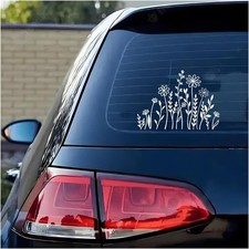 Car Mirror Sticker, 2PCS Vinyl Wildflowers Boho Vehicle Bumper Decal, Anti-Scrat