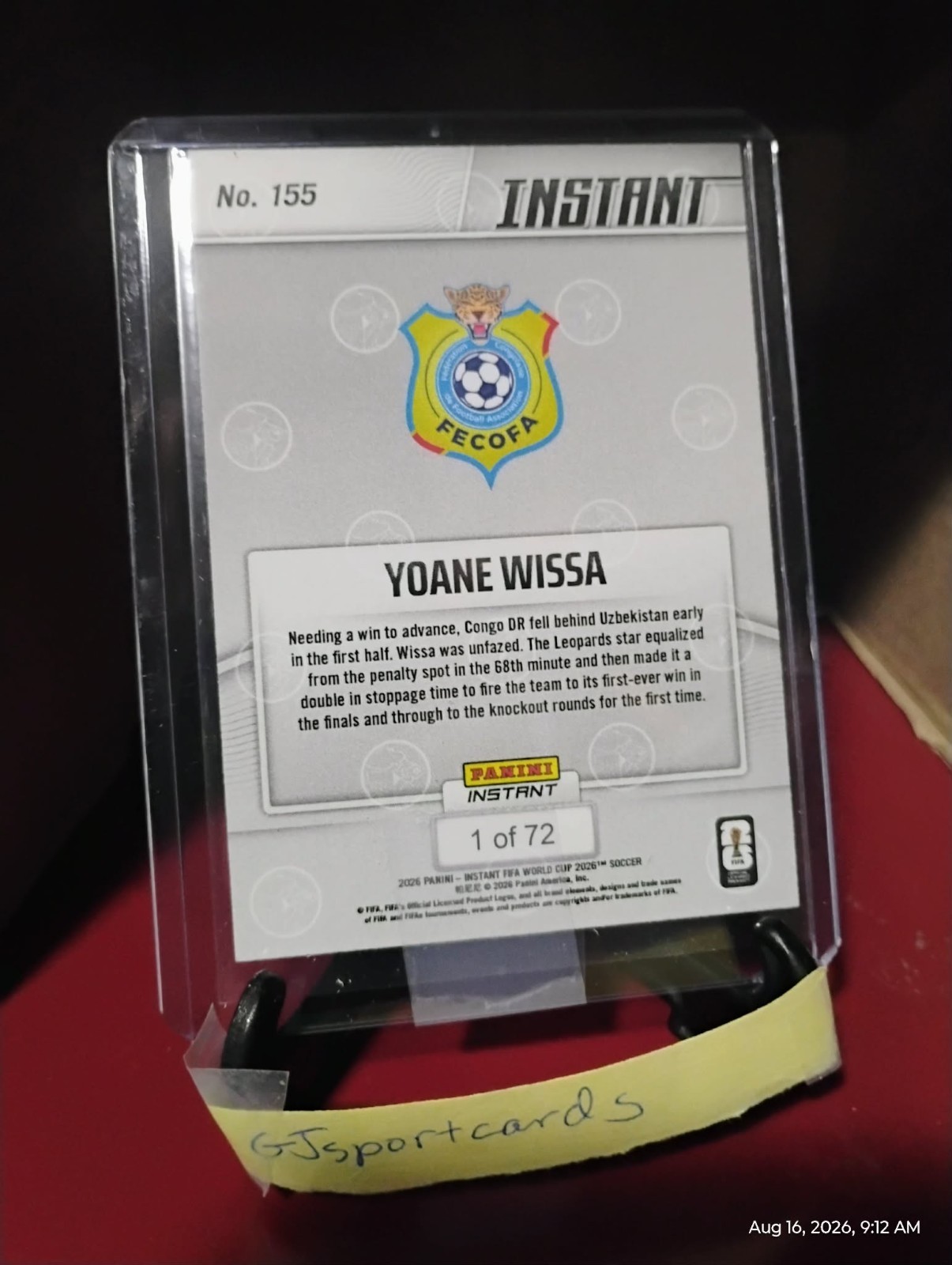 2026 Panini Instant FIFA World Cup #155 Yoane Wissa Congo DR PR:72 Ships ASAP view 2