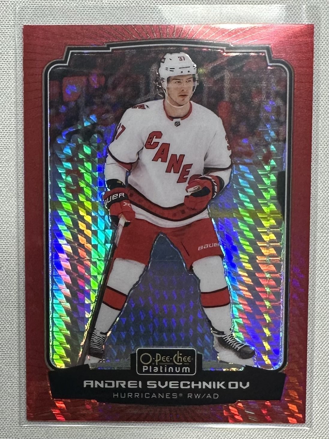 2022-23 Andrei Svechnikov Red Prism O-Pee-Chee Platinum[073/199][#35]-Hurricanes