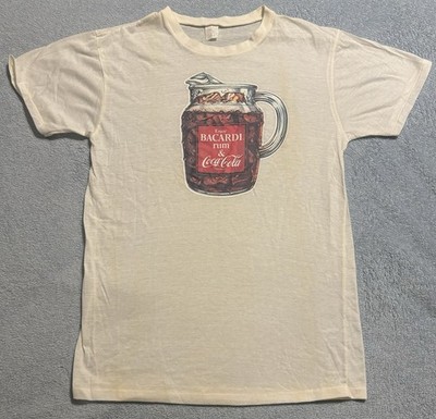 BACARDI Rum & Coca-Cola T-Shirt Size XL VINTAGE 1975 Single Stitch Very Thin