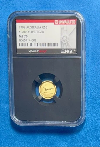1998 GOLD AUSTRALIA $5 LUNAR YEAR OF TIGER COIN NGC RARE MS 70 🔥🔥🔥