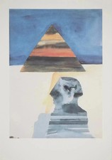 David HOCKNEY : Egypte, Le Caire, Sphynx et Pyramide, Héliogravure signée, 1991