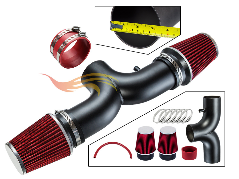 BCP RW RED 1997-2000 Corvette C5 5.7L V8 Dual Twin Ram Air Intake Kit+ Filter