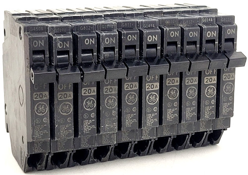 Lot of 10- THQP120 GE 20 Amp 240 Volt 1P Thin Circuit Breaker -Next Day Option