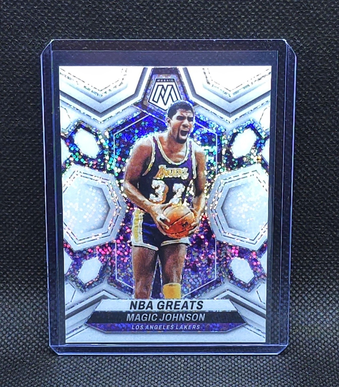 2023-24 Panini Mosaic MAGIC JOHNSON White Sparkle Prizm SSP; Lakes HOF #295