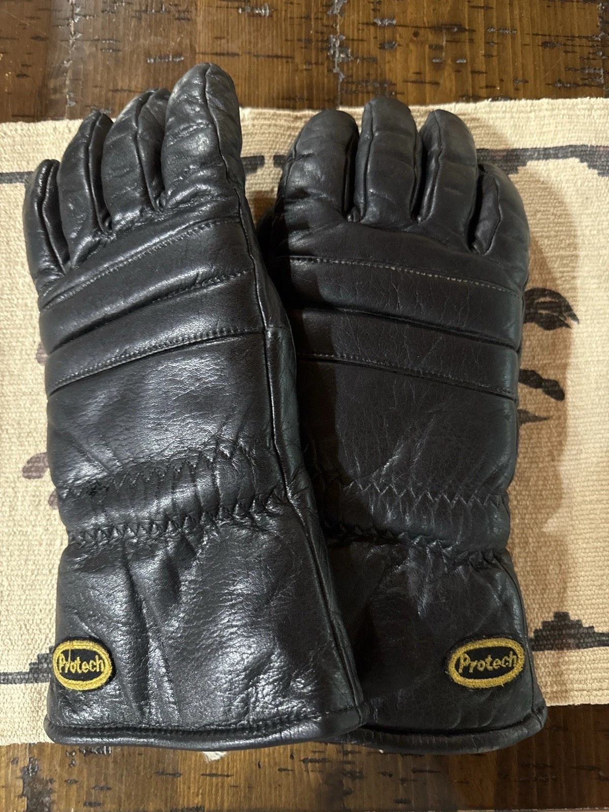 Protech Leather Winter Gloves Mens Black Insulated Lined Cold Weather