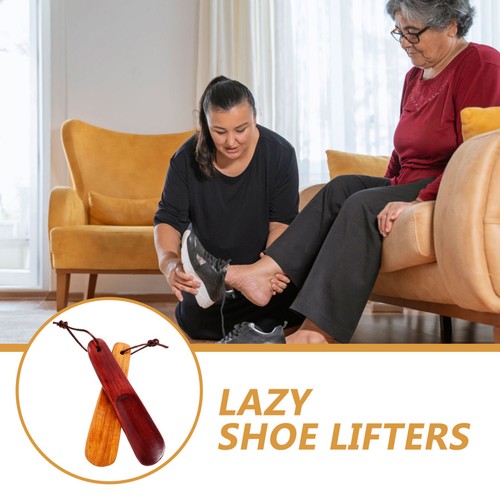 2pcs Short Shoe Horns Wooden Handle Shoe Horns Shoe Lifting Tools for Elderly - Picture 5 of 12