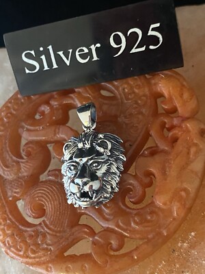 Silber Löwenkopf Anhänger an Silberkette