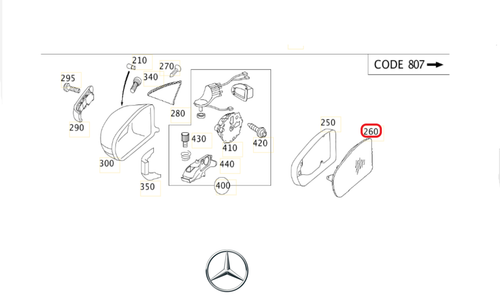 Original MERCEDES-BENZ A2118102321 Spiegelglas, Außenspiegel vorne links W211 - Bild 1 von 4