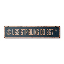 USS STRIBLING DD 867 Vintage Street Sign us navy ship veteran sailor rustic gift