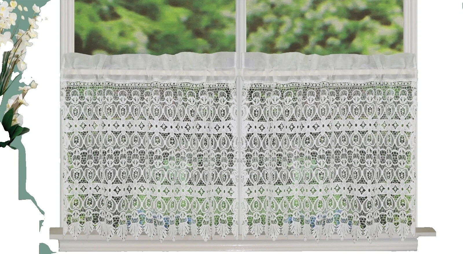 Cortinas de ventana de ganchillo de poliéster