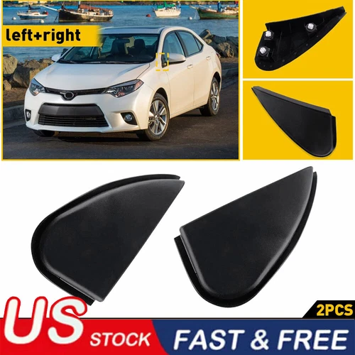 2x Black Side Mirror Corner Triangle Cover Trim Fit for :Toyota Corolla 14-2016
