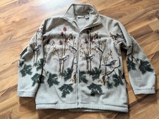Vintage Sweatshirt WOMEN'S Large Blair Fleece Oversized Birds Full Zip Jacket
