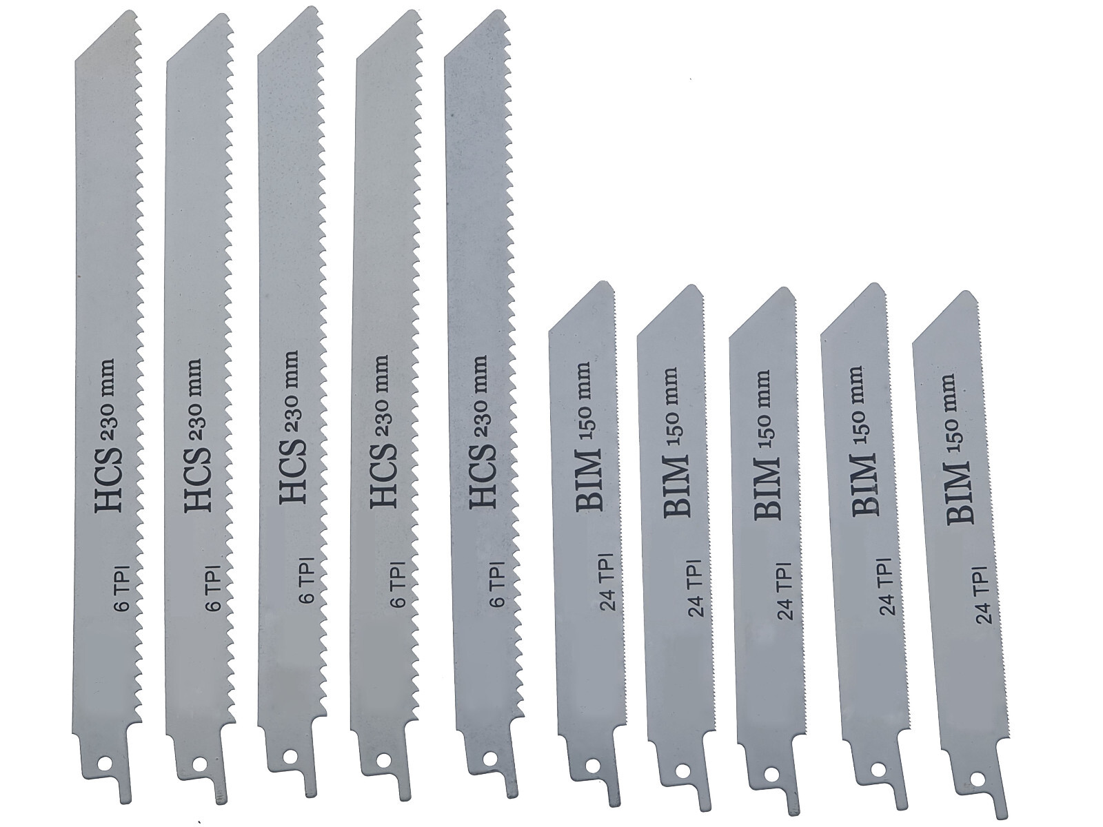 10x Säbelsägeblatt Set – Für Holz & Metall, 6-8 Zoll, 6/10/18 TPI, Kohlenstoffstahl