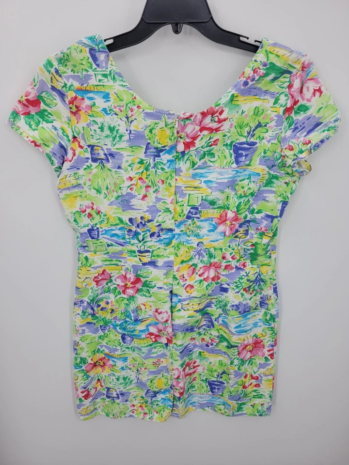 Vestido Jonathan Martin Vintage Mujer 12 Hawaiano Tropical Manga Corta Funda Foto 2 de 4