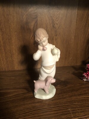 Llandro Golden Memories Daisa 1991 Come Home Soon Dog Boy Phone Figure Figurine