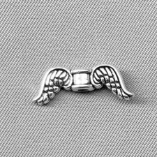 Small Angel Wing Beads 6x18mm Antique Silver Plated Alloy Q50 Per Pkg