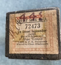 Artist Song Roll - "In Sweet September" Pianola Roll - suonato da Chas. Blackmore